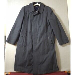 Vintage Men Trench Coat Tartan Nova Check Zip in Lining Black 40R Made In Poland